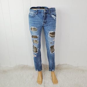 Pacsun Men's Blue Distressed Denim Comfort Stretch Skinny Jeans Size 32X30